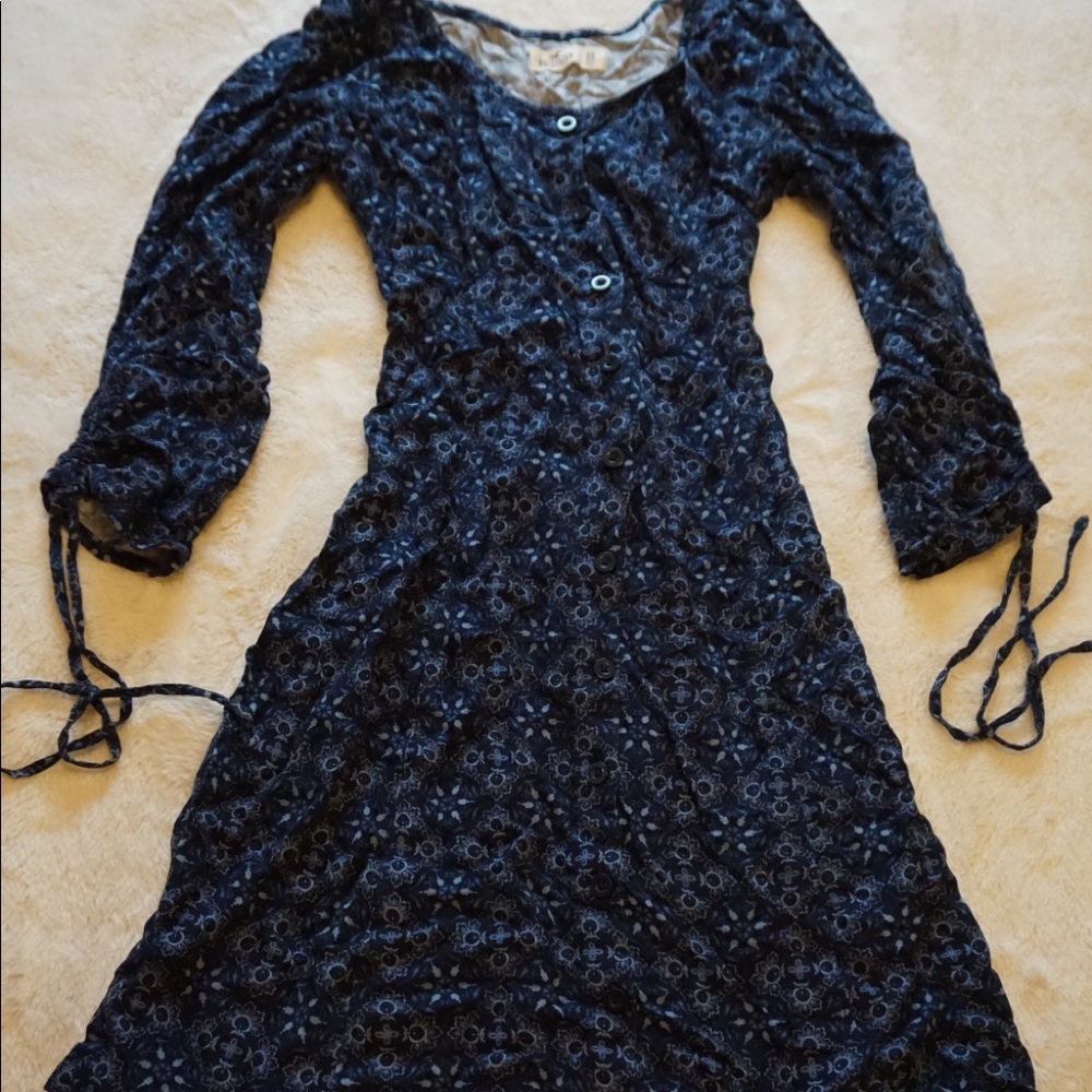 Button Up Blue Floral Dress with Corset Back